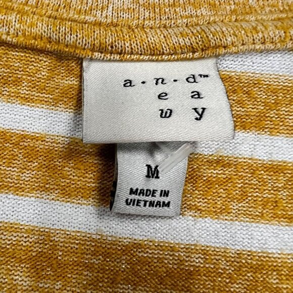 A New Day Women's Short Sleeve V-Neck Striped Top Yellow/White Size Medium - Picture 8 of 9